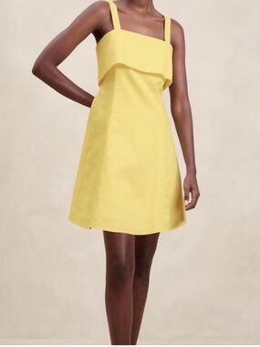 Banana Republic Linen Blend Yellow Mini Dress | size 14